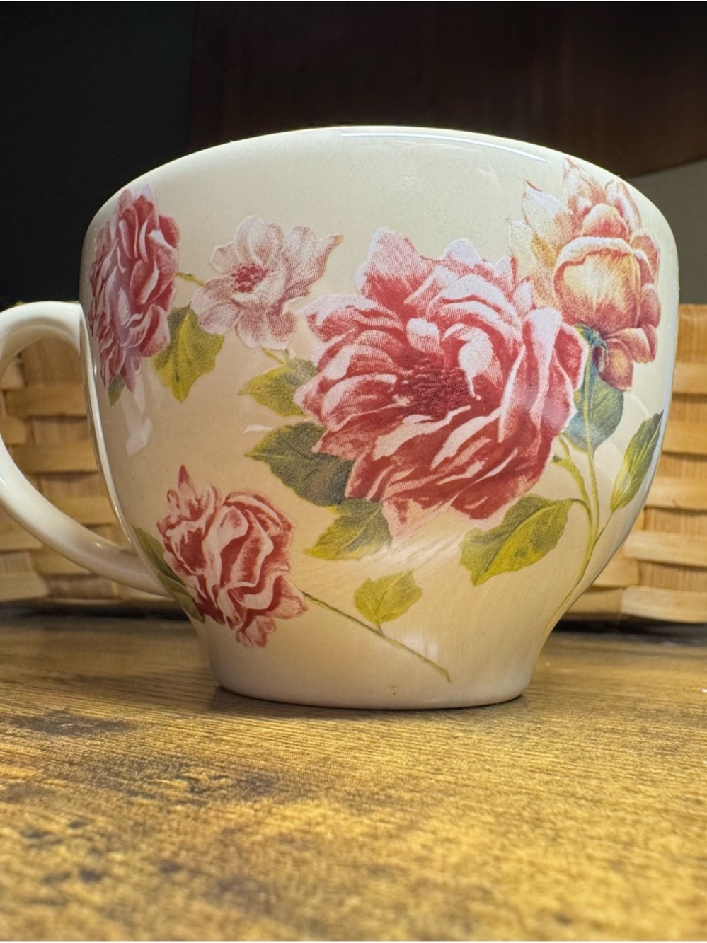*Teleflora Floral Ceramic Mug – Vintage Style Rose Print Cottagecore Cup